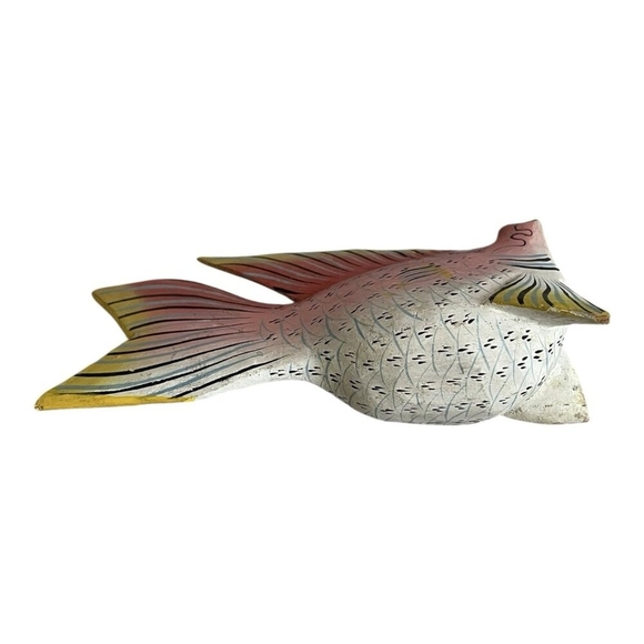 Colorful Hand-Carved Handpainted Wooden Fish Statue Figurine Nautical Home Decor - Picture 5 of 5